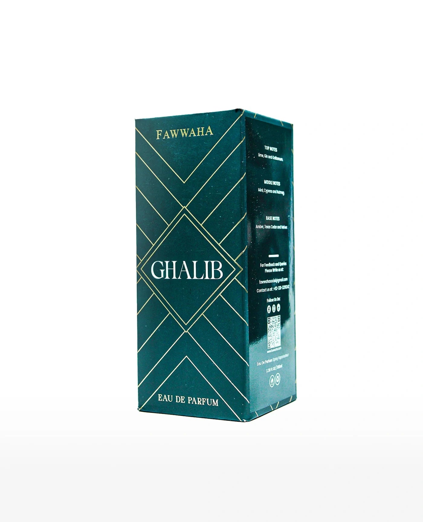 Fawwaha fragrances Ghalib – Inspired by David Beckham Eau de Parfum in dark green and gold packaging