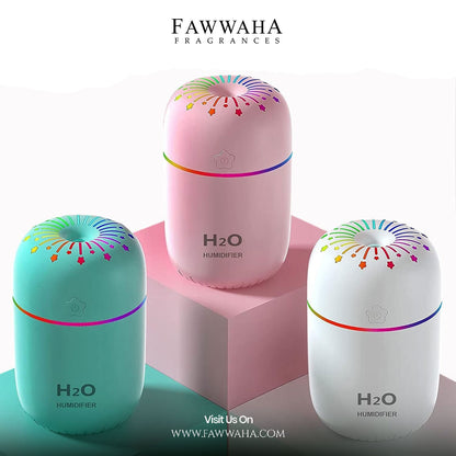 Best Humidifiers in Pakistan Cool Mist and Air Humidifiers for Room Use by Fawwaha Fragrances in pastel pink white and teal colors