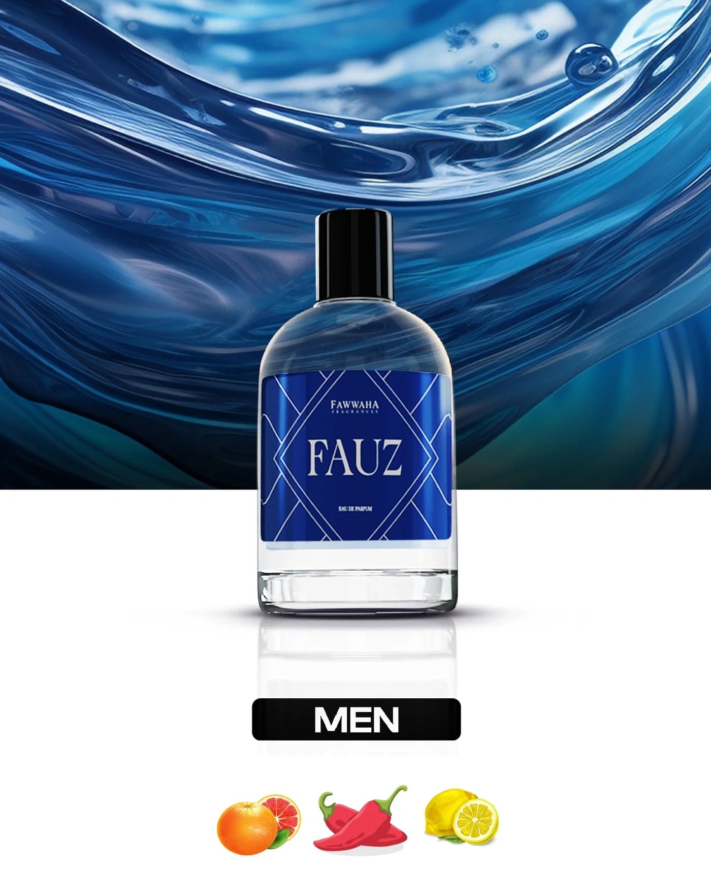 Fawwaha Fragrances Fauz – Inspired by Cigar Perfume men's eau de parfum bottle with blue label