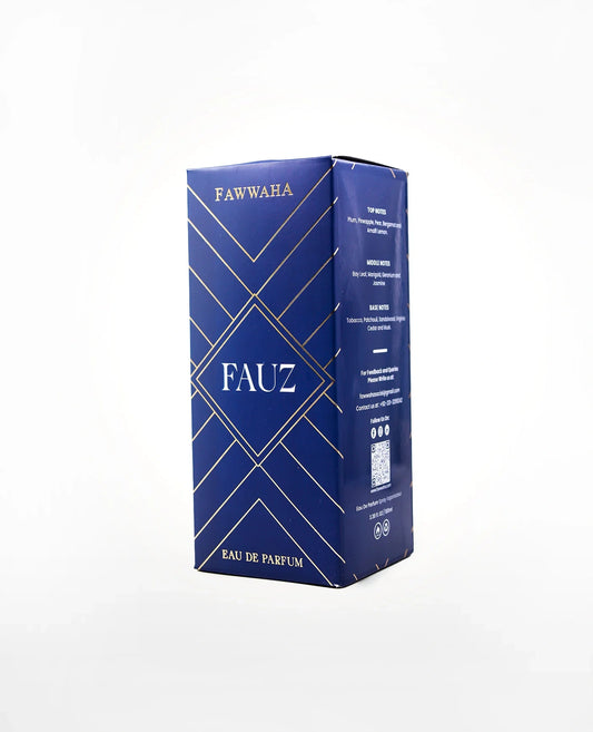 Fawwaha Fragrances Fauz – Inspired by Cigar Perfume Eau de Parfum in blue and gold packaging