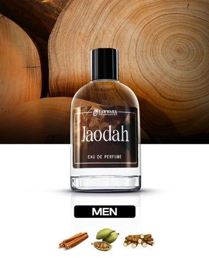 Jaodah – Inspired by Oud Wood Premium Woody and Smoky Unisex Perfume by Fawwaha Fragrances bottle with cinnamon and cardamom