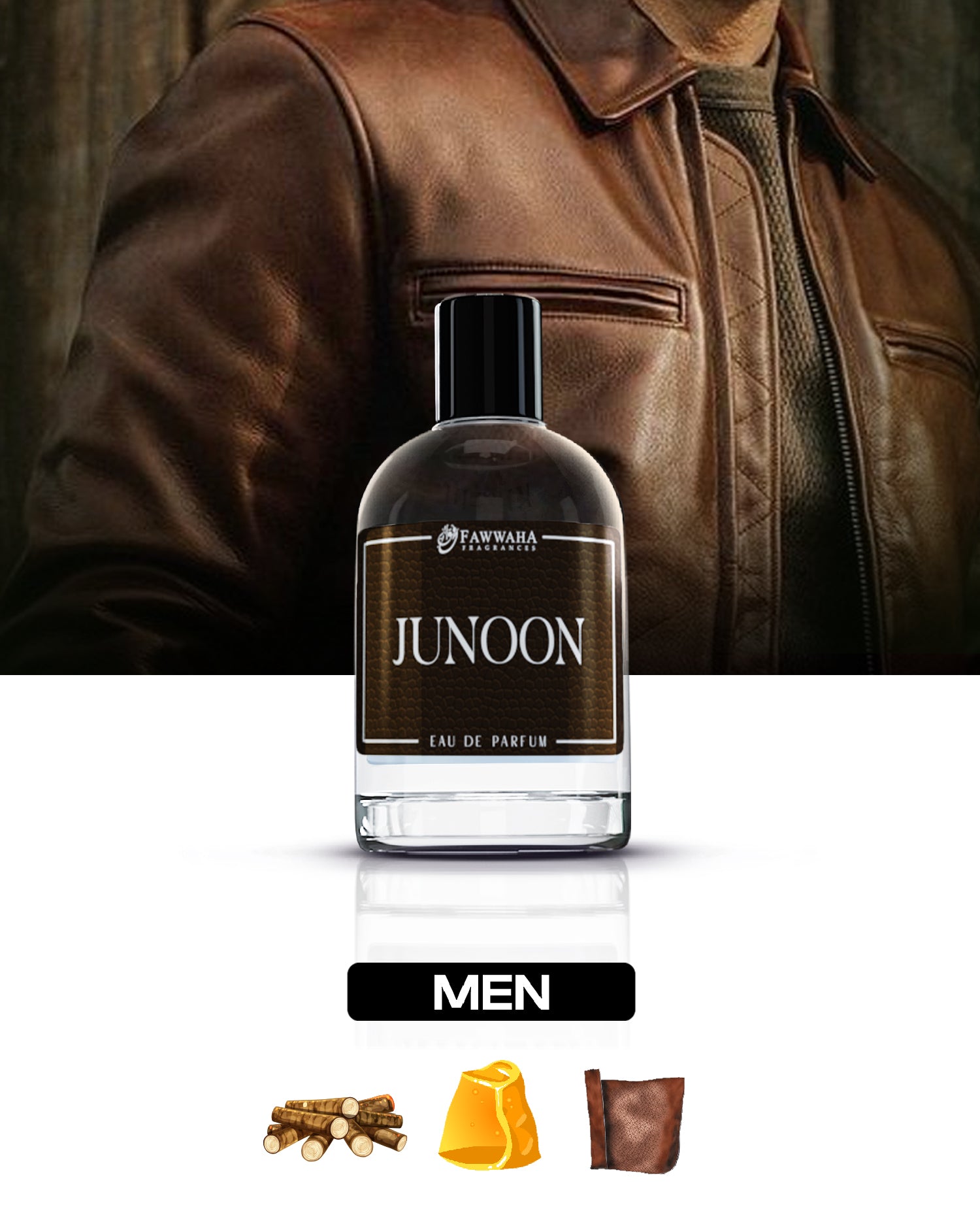 Fawwaha Fragrances Junoon long lasting perfume for men with rich woody scent notes