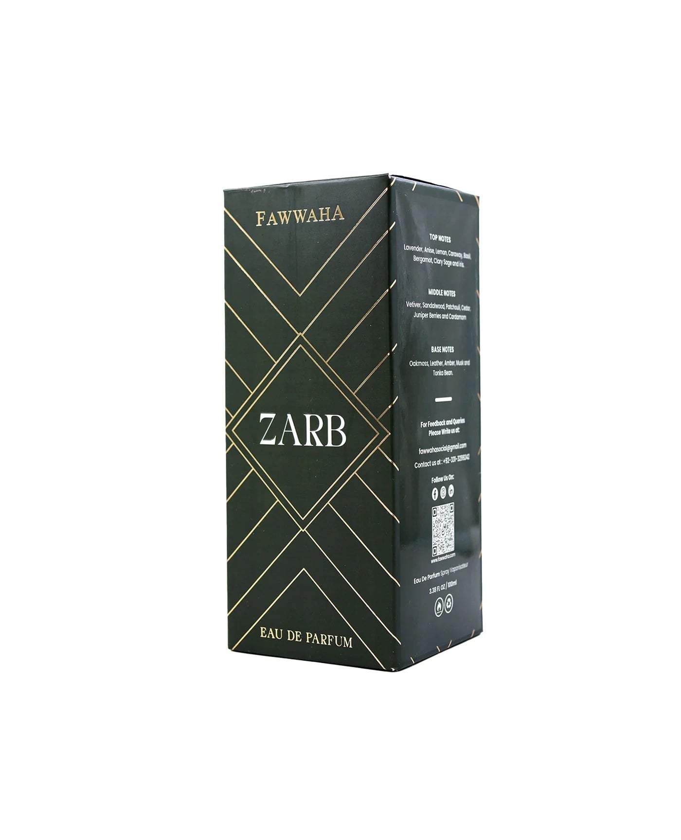 Fawwaha Fragrances Zarb – Inspired by Azzaro Eau de Parfum black and gold packaging box