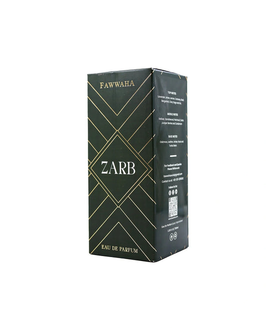 Fawwaha Fragrances Zarb – Inspired by Azzaro Eau de Parfum black and gold packaging box