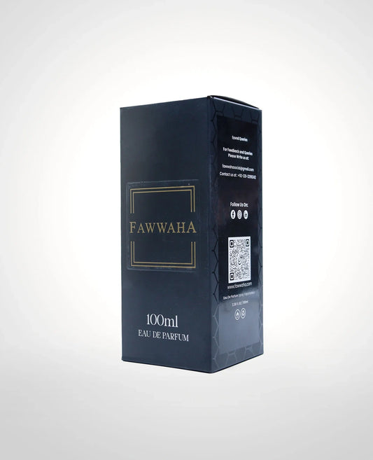 Fawwaha Fragrances 100ml Eau de Parfum box Nishane – Inspired by Hacivate with elegant black and gold design