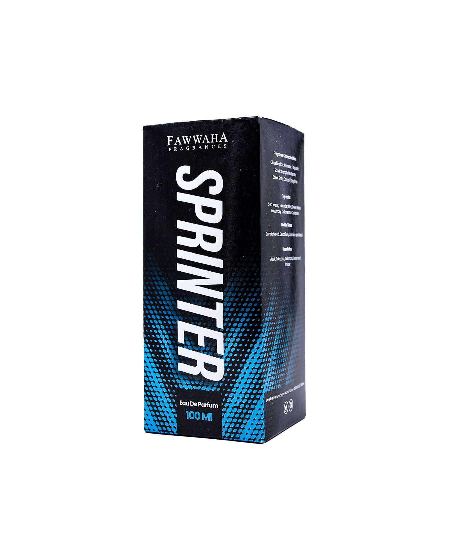 Experience Sprinter by Fawwaha – A refreshing, aromatic aquatic attar inspired by Davidoff Cool Water, blending cooling sea water and herbal mint with a balanced floral and woody finish