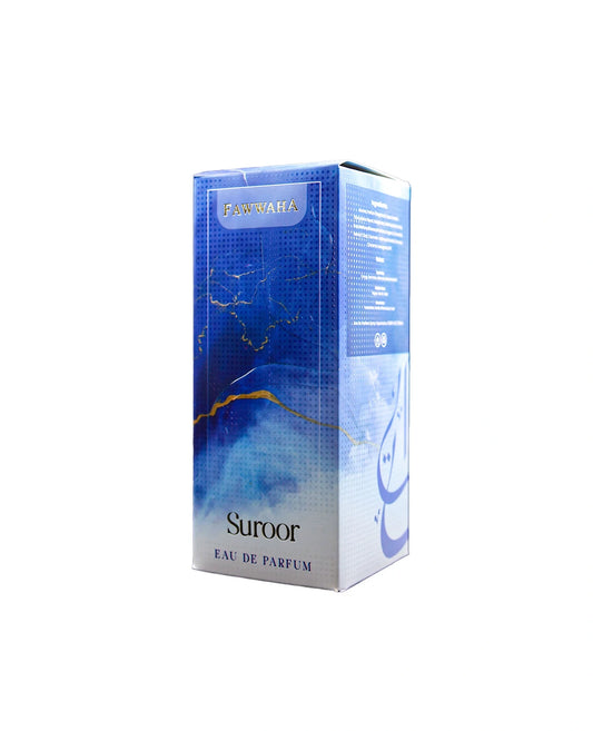 Fawwaha Fragrances Suroor – Inspired by Allure Homme Sport Eau de Parfum box with blue and gold design